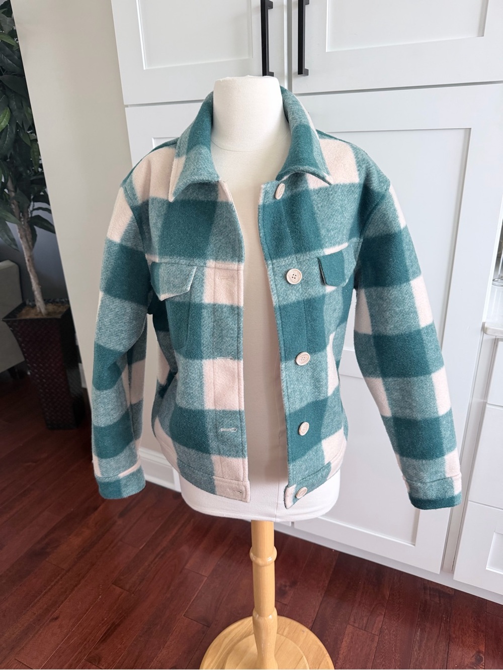 Joie Teal Buffalo Plaid Jacket Plaid Jacket Womens Large